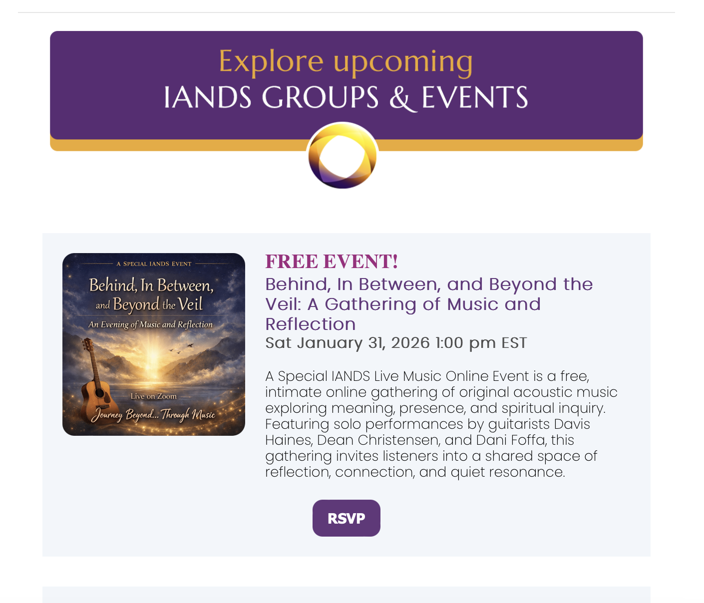 IANDS weekly marketing email