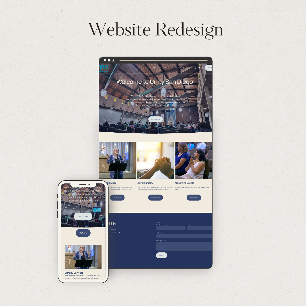 Unity San Diego website mockup